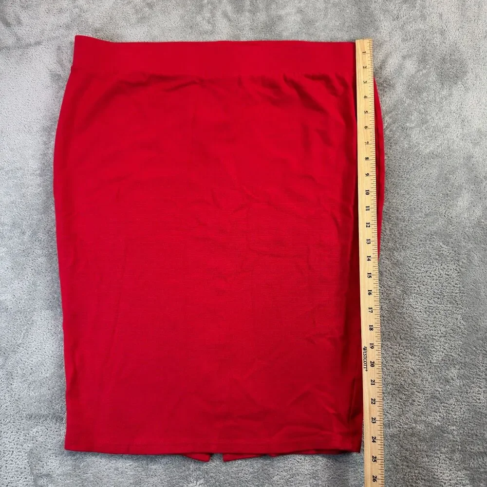Torrid Skirt Womens 2 Red Pencil Pull On Stretch Midi Knit Workwear Plus Office